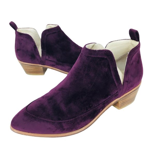LuLaRoe Shoes - LuLaRoe Burgundy Velvet Almond Toe Booties